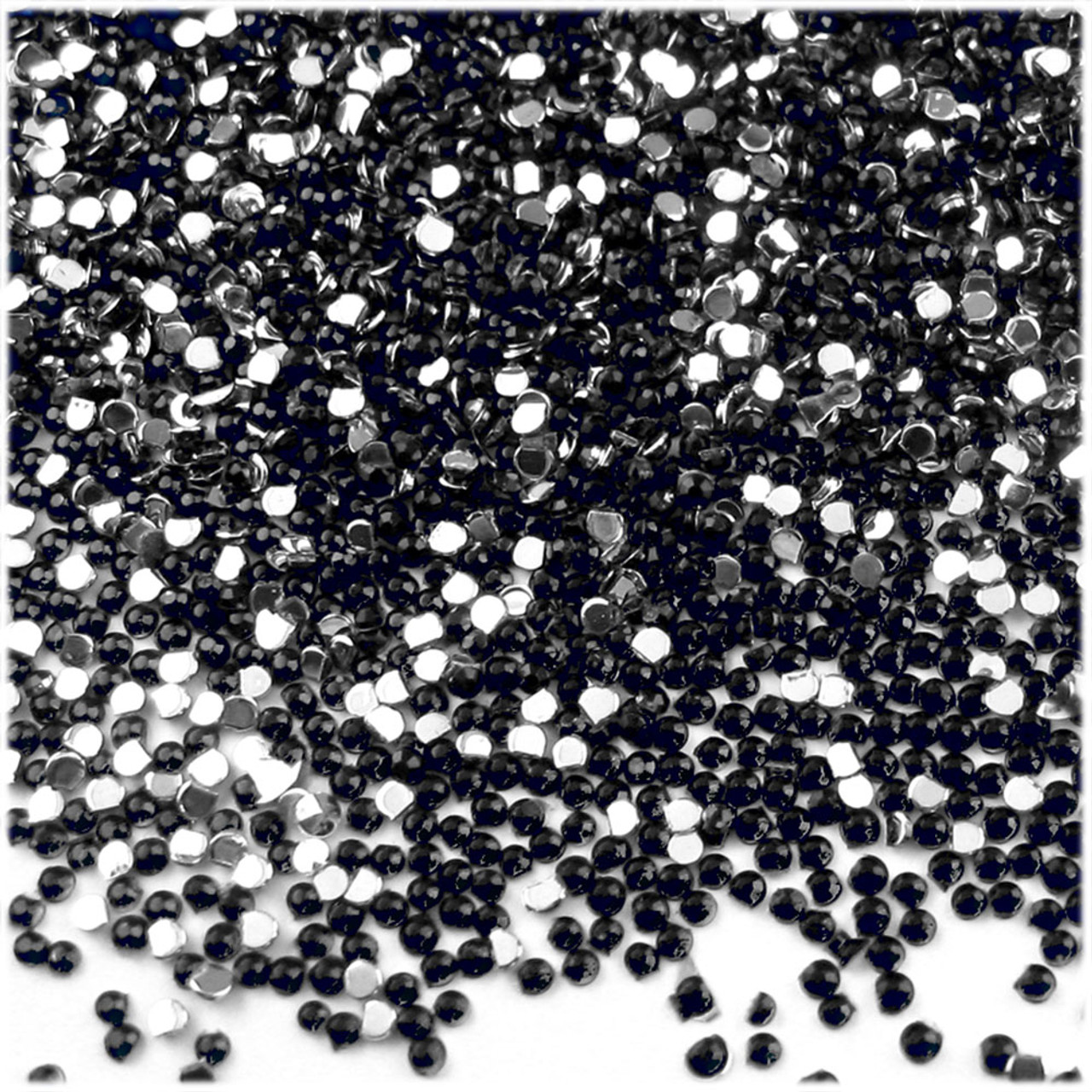 The Crafts Outlet Flatback Rhinestones, Faceted Round, 1.5mm, 10000-pc, Jet Black