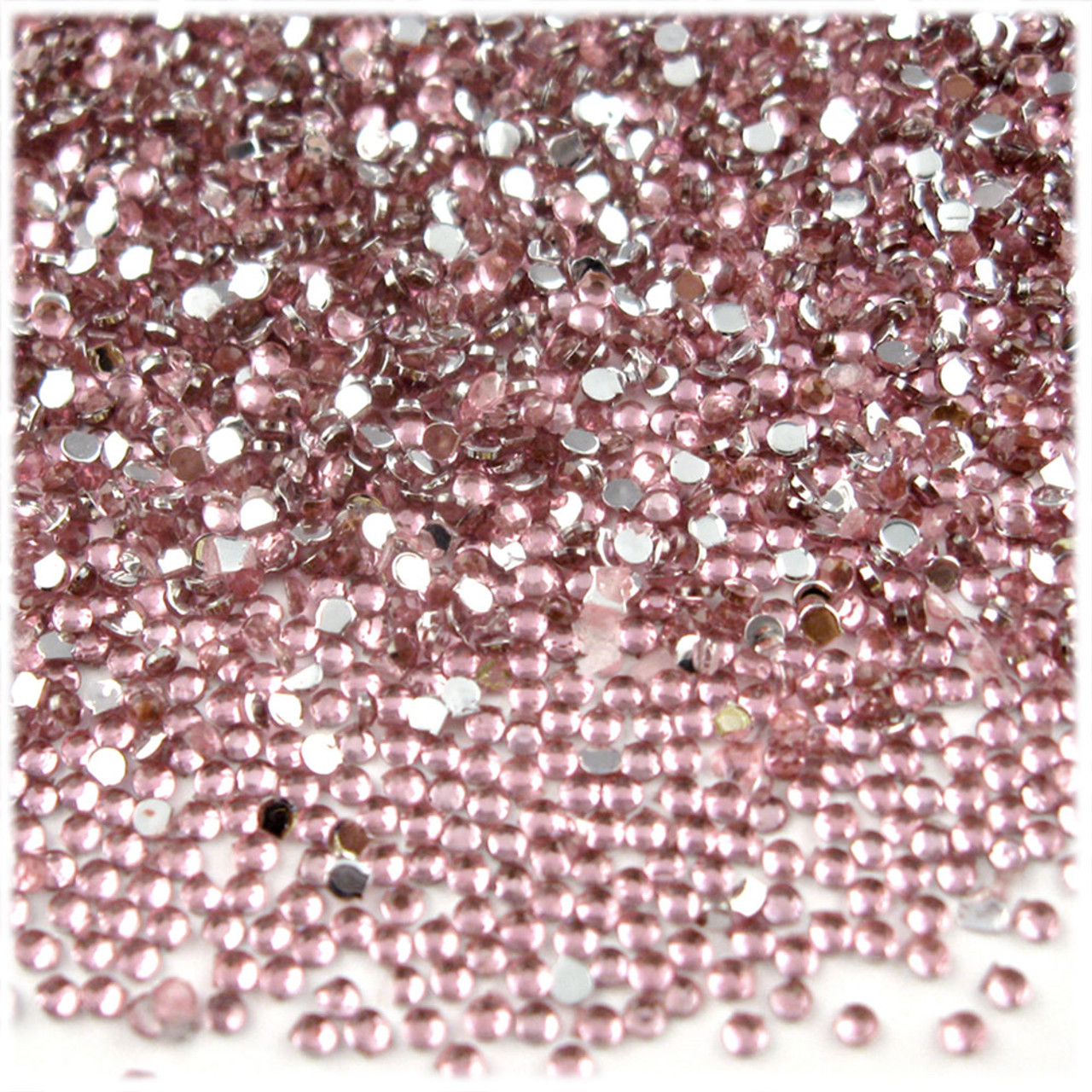 The Crafts Outlet Flatback Rhinestones, Faceted Round, 1.5mm, 10000-pc, Light Pink