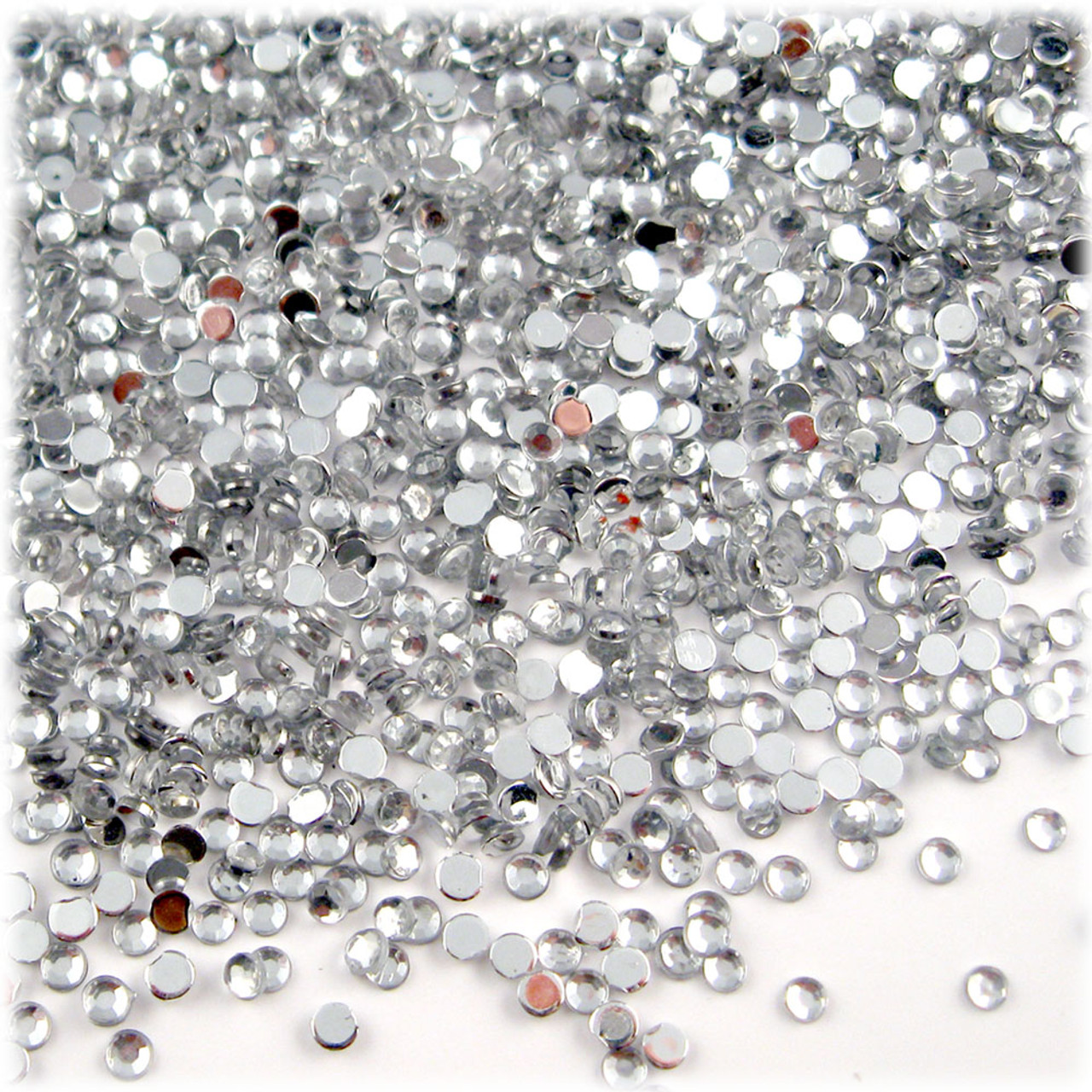 The Crafts Outlet Acrylic Flatback Rhinestones, Faceted Round, 2mm 10000-pc, Clear