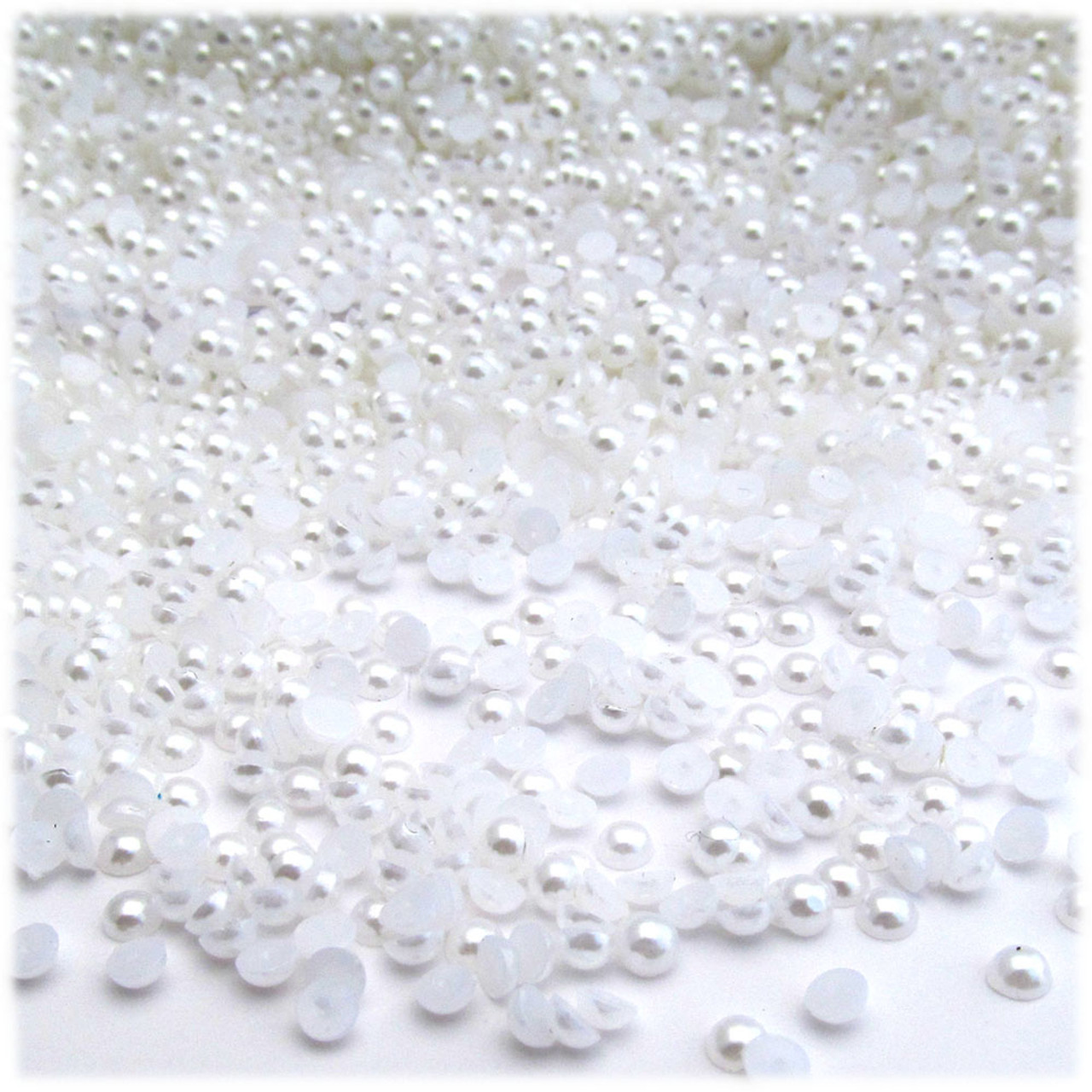 3MM FLAT BACK PEARLS, White, Round, 3MM