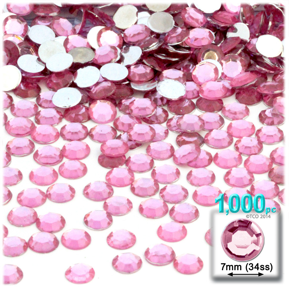 Light Pink Rhinestone Rhinestones | Flatback | Round | 7mm | 1,000-pc | Light Baby Pink ...