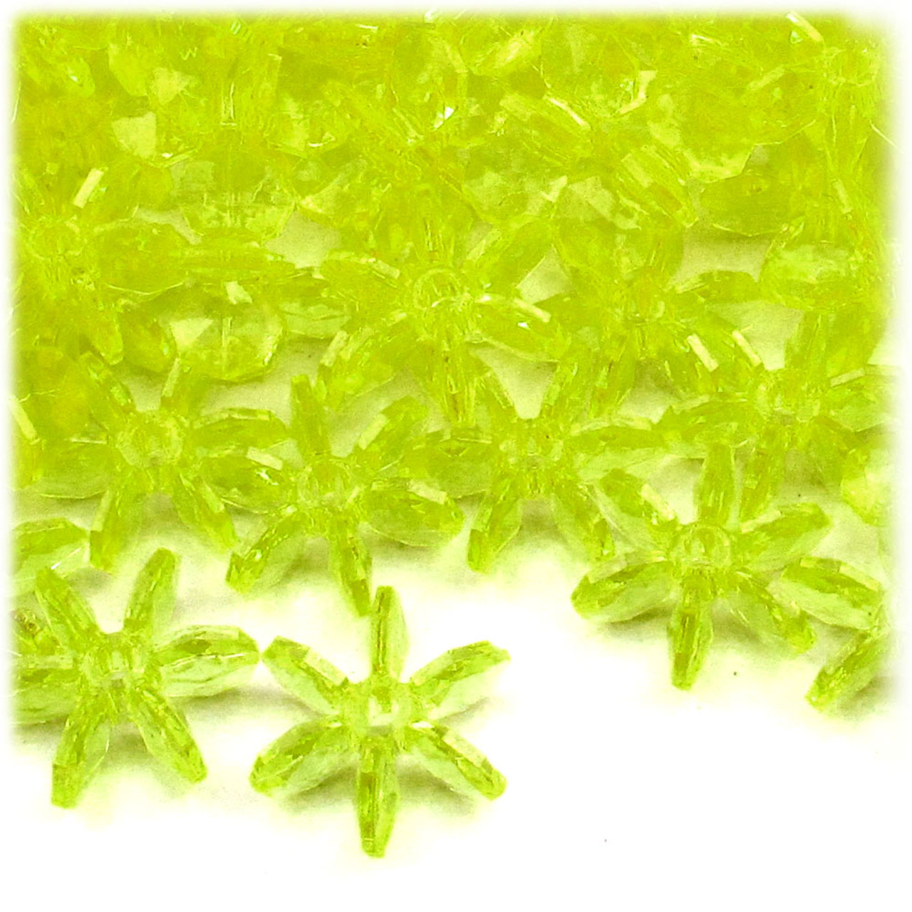 Faceted Plastic Beads, Starflake Transparent, 12mm, 100-pc, Clear