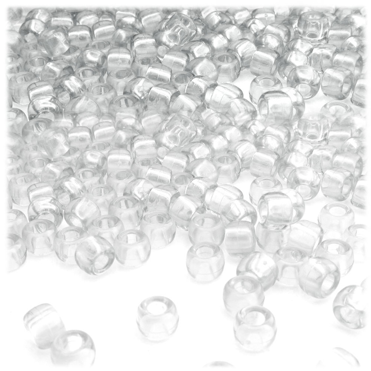 The Crafts Outlet Plastic Beads, Pony Opaque, 6x9mm, 100-pc, White