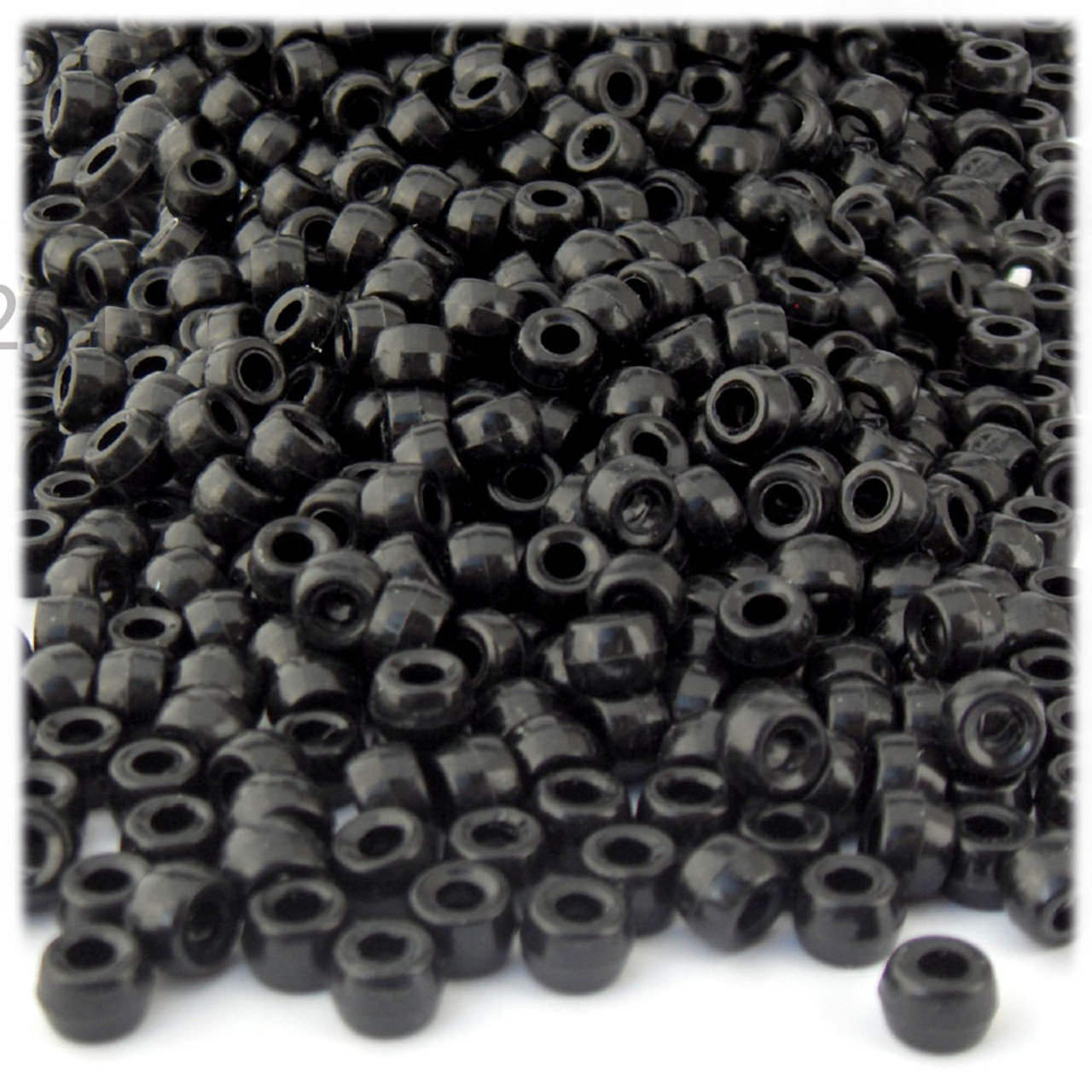 The Crafts Outlet Plastic Beads, Pony Opaque, 6x9mm, 100-pc, Black