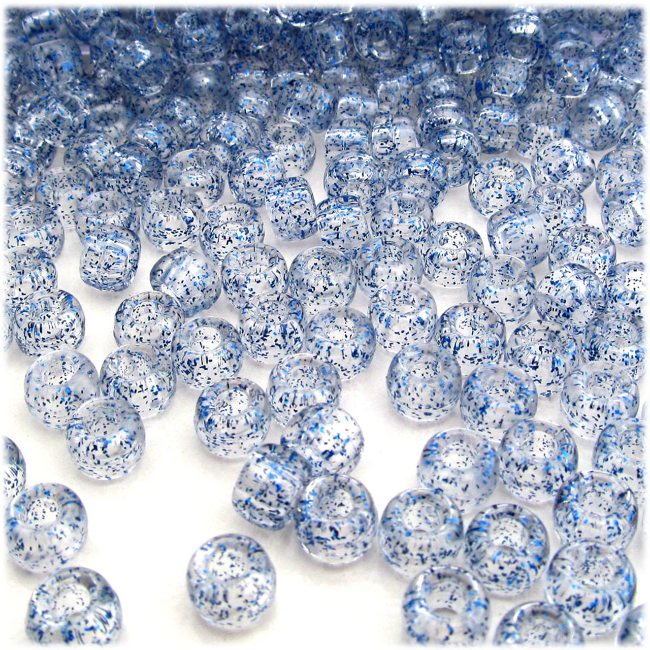 Plastic Beads, Pony Transparent, 6x9mm, 1000-pc, Clear