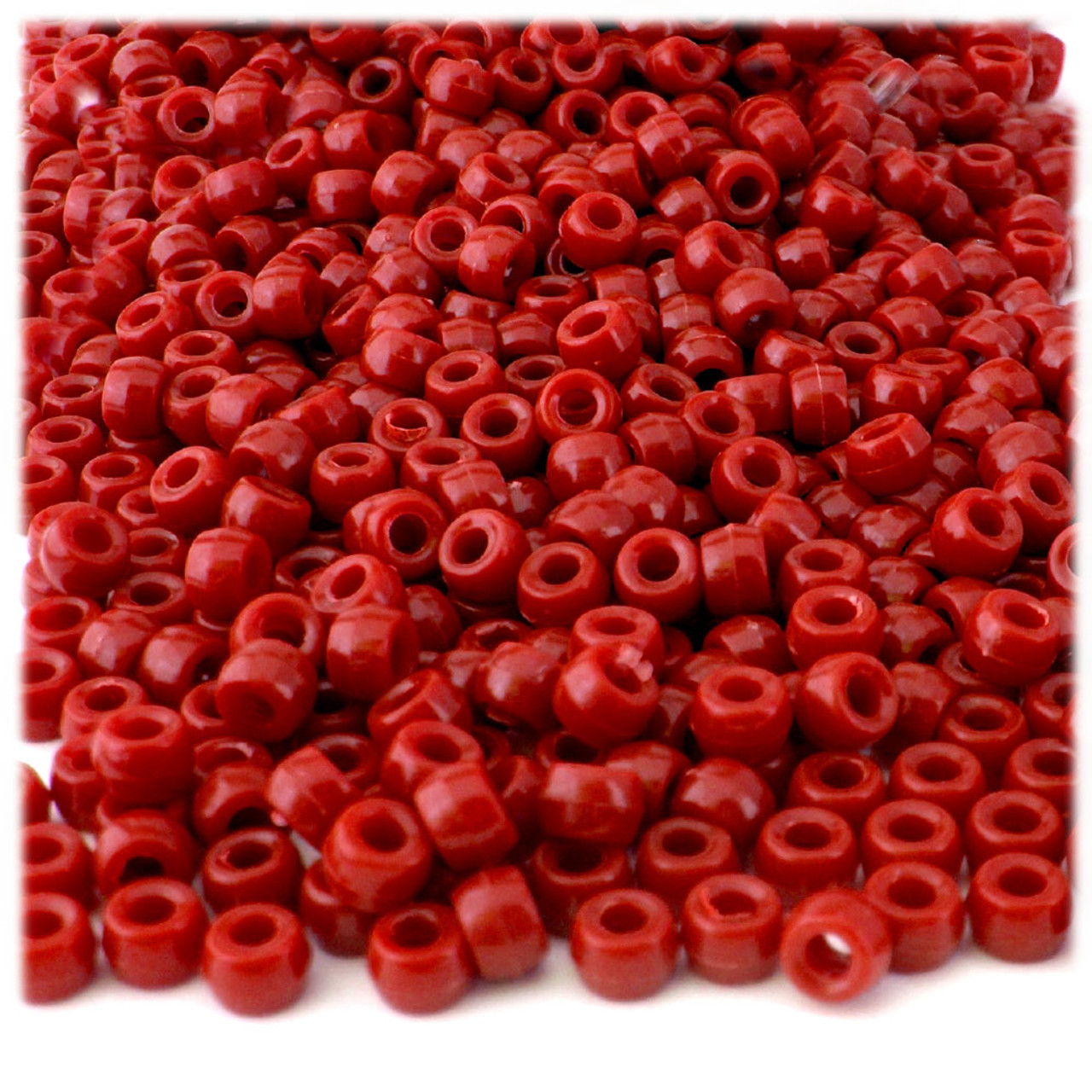 Pony Beads, Opaque, 6x9mm, 100-pc, Red