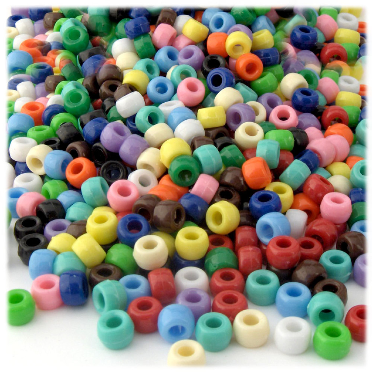 Pony Beads, Opaque, 6x9mm, 100-pc, Multi Mix