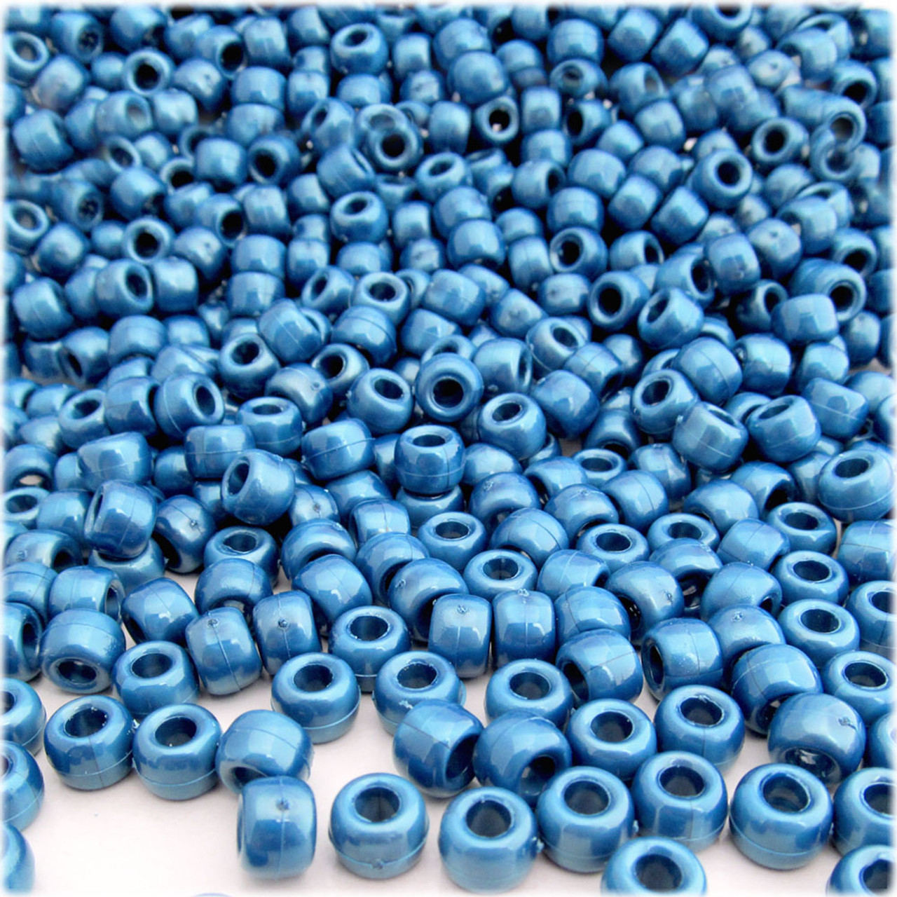 Pony Beads, Metallic, 100-pc, 9x6mm