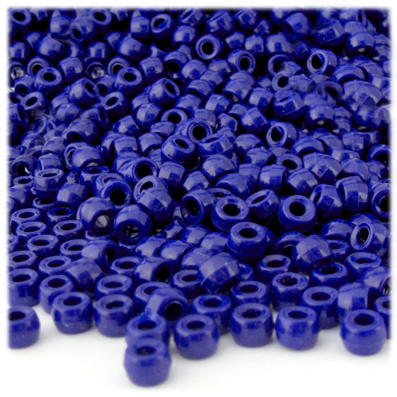 The Crafts Outlet 1000-Piece Plastic Round Opaque Pony Beads 9 by 6mm Royal Blue