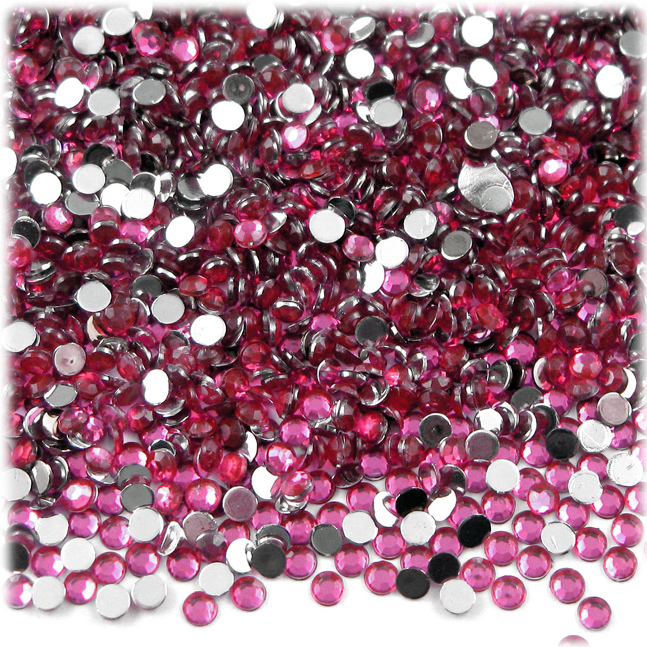 Rhinestones, Flatback, Round, 3mm, 1,440-pc, Hot Pink