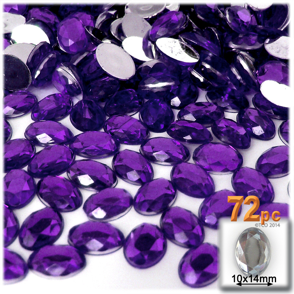 Rhinestones | Flatback | Oval | 10x14mm | 72-pc | Purple (Amethyst ...