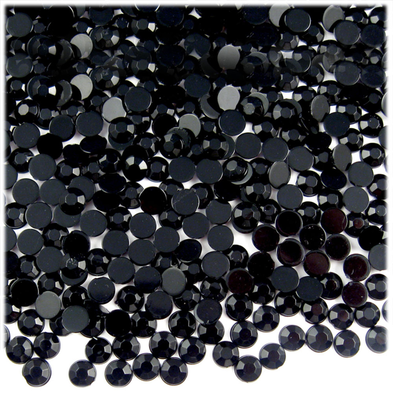 The Crafts Outlet Flatback Rhinestones, Faceted Round, 5mm, 1000-pc, Jet Black