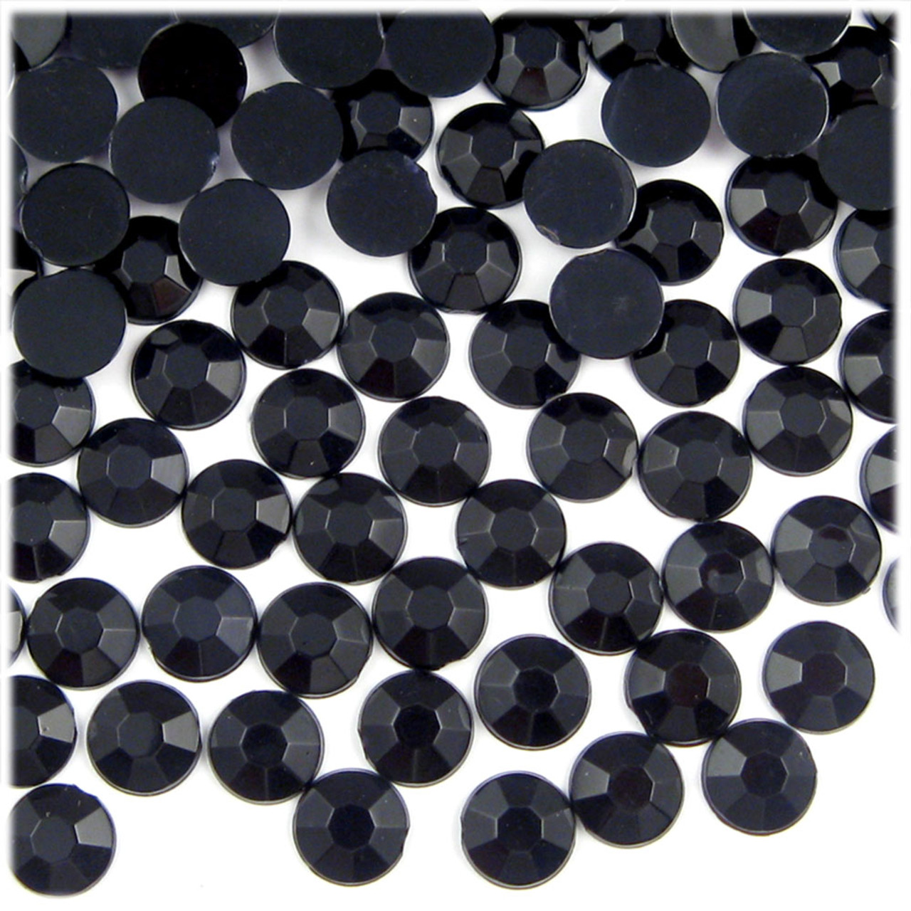 Flatback Rhinestones, Faceted Round, 7mm, 1000-pc, Jet Black