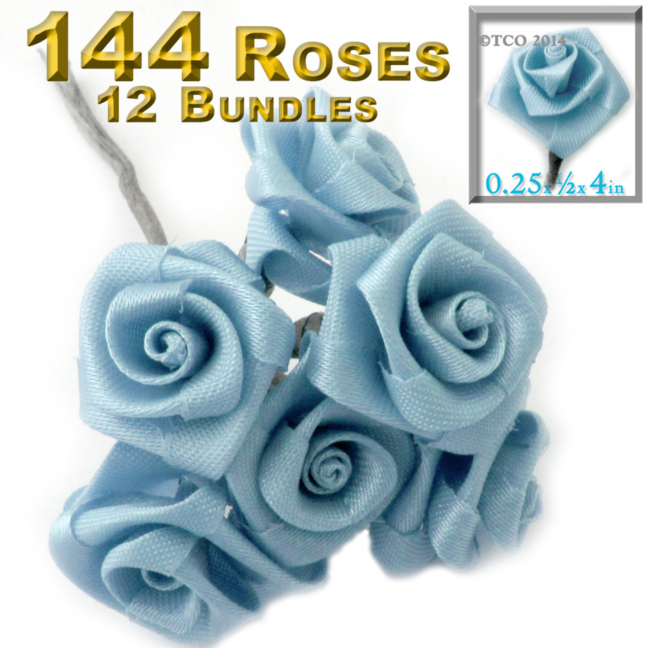 画材 BLUE ROSE Artificial Flowers | Ribbon Roses | 0.25-inch | 12 Bundles