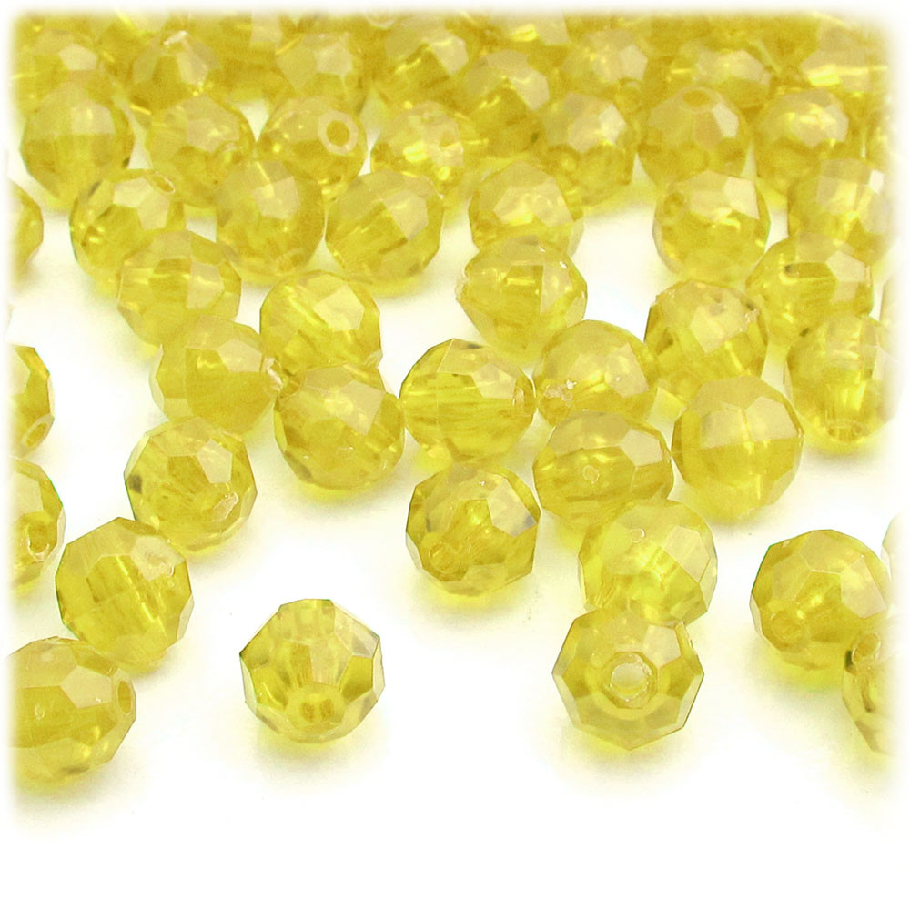 Faceted Round Beads Transparent 10mm 1,000pc Acid Yellow