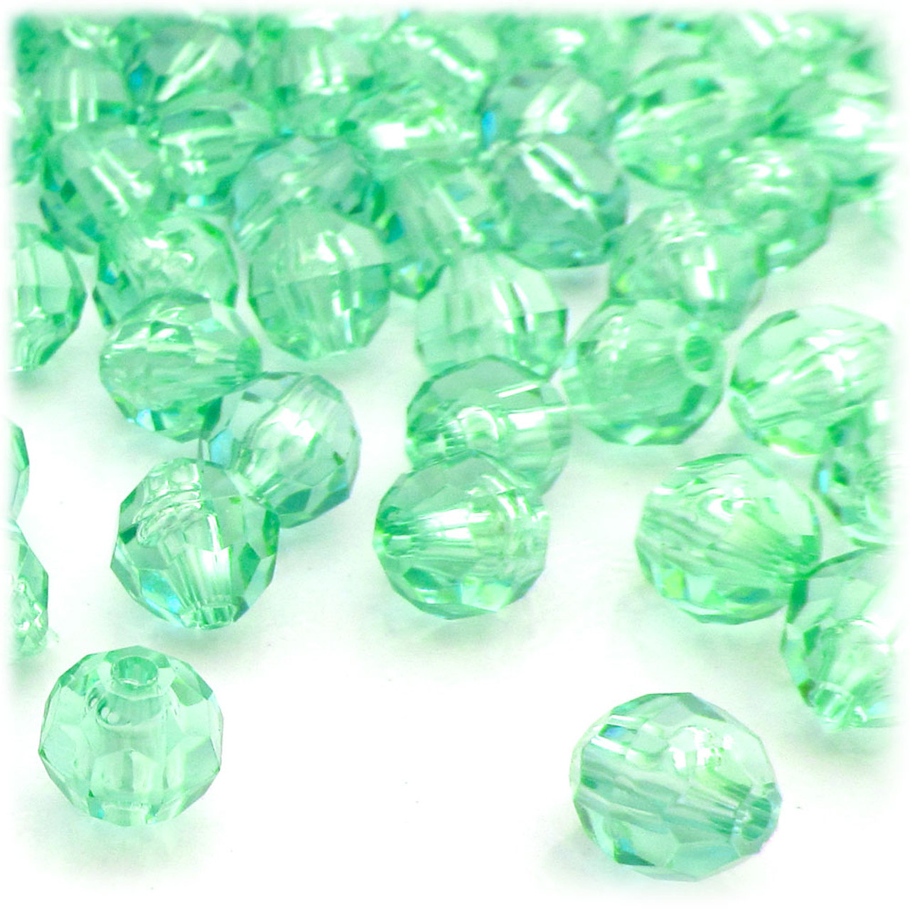  1,000pc Faceted Plastic Transparent Beads Round 10mm