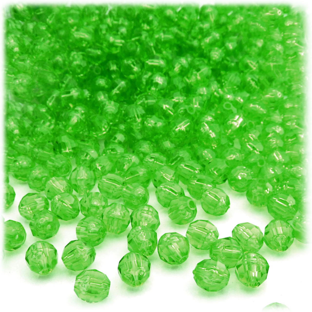 Plastic Beads, Round Transparent, 4mm, 1000-pc, Light Green