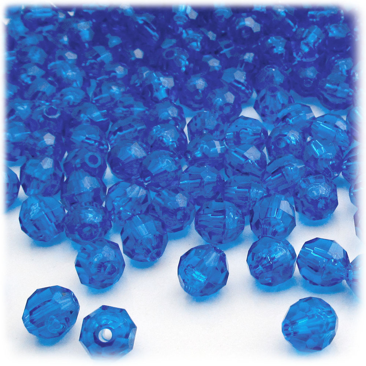 The Crafts Outlet Plastic Faceted Beads, Round Transparent, 8mm, 1000-pc, Royal Blue