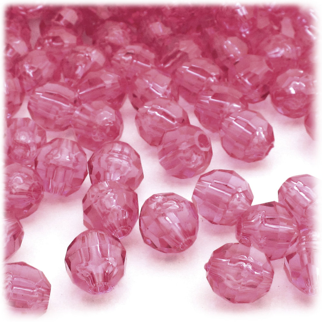 Plastic Faceted Beads, Round Transparent, 12mm, 100-pc, Multi Mix