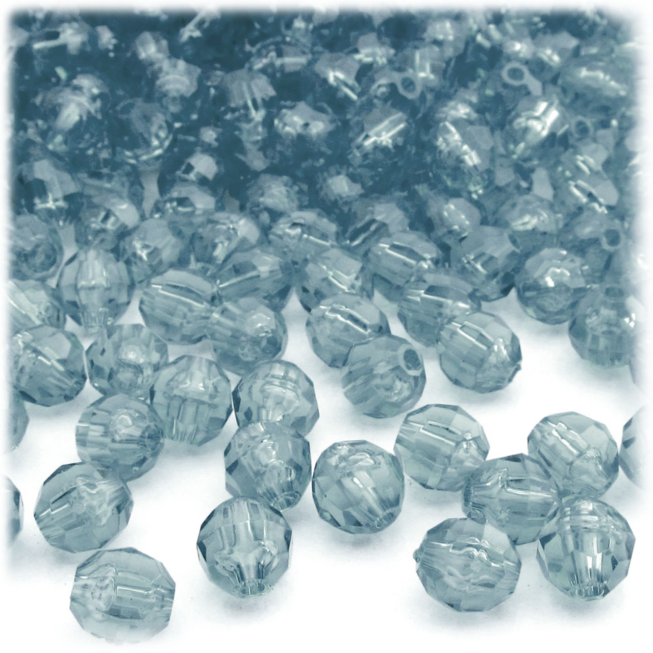 Plastic Faceted Beads, Transparent, 8mm, 200-pc, Light Green