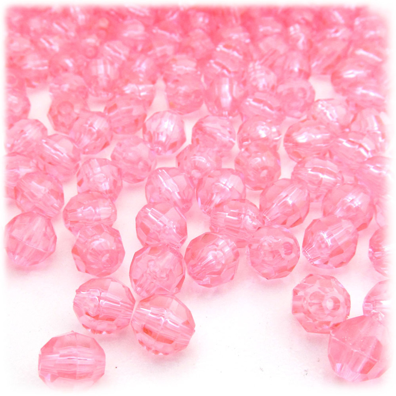 Plastic Faceted Beads, Transparent, 8mm, 200-pc