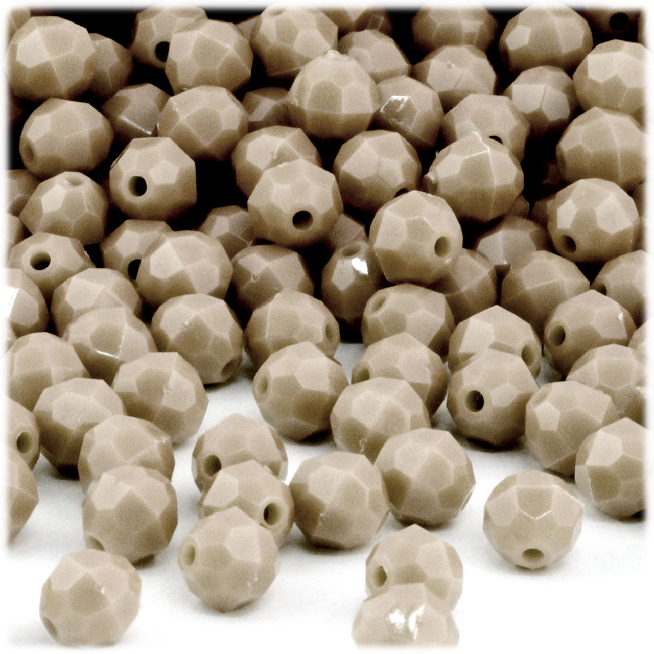 Plastic Faceted Beads, Opaque, 8mm, 1,000-pc