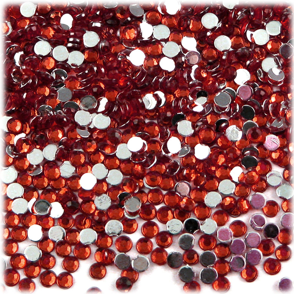 Rhinestones | Flatback | Round | 4mm | 1,000-pc | Ruby Red | Crafts Outlet