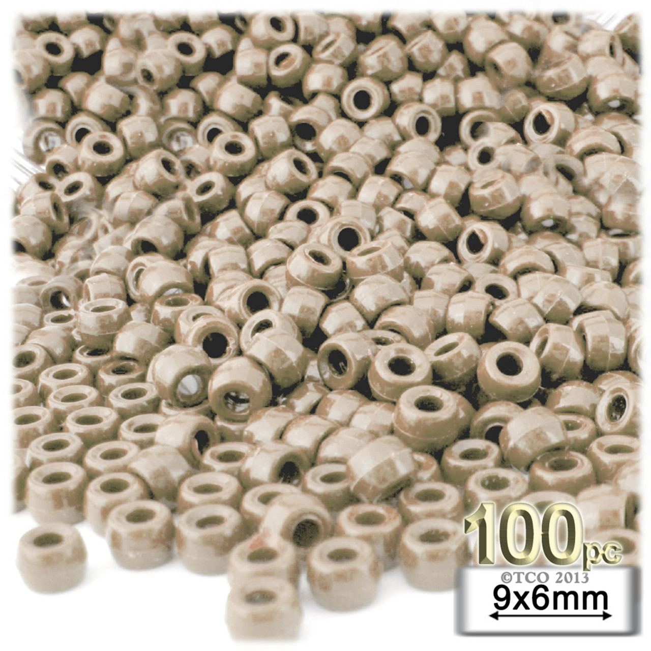 Pony Beads, Metallic, 100-pc, 9x6mm