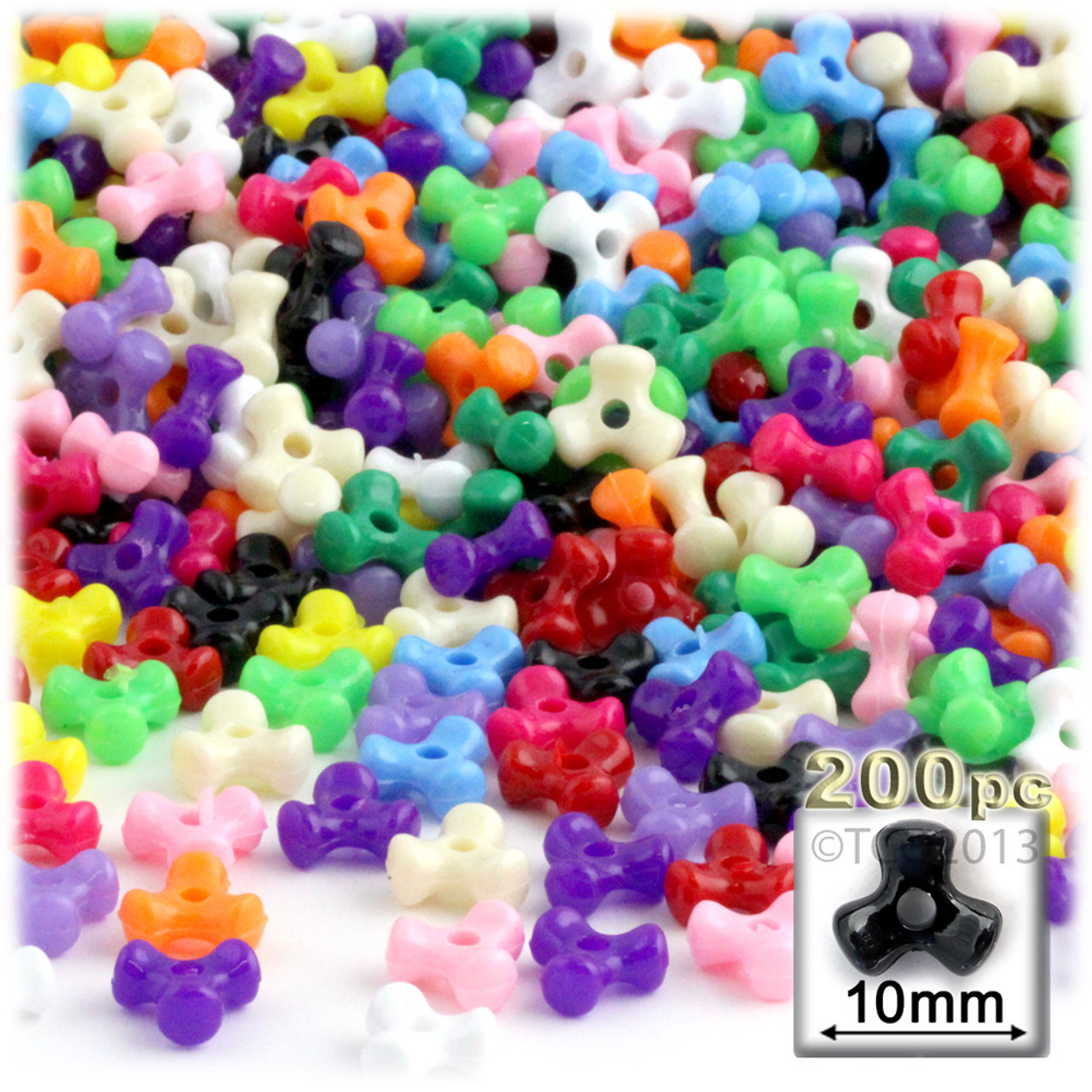 The Crafts Outlet 200-Piece Plastic Transparent Tri Beads 10mm Clear