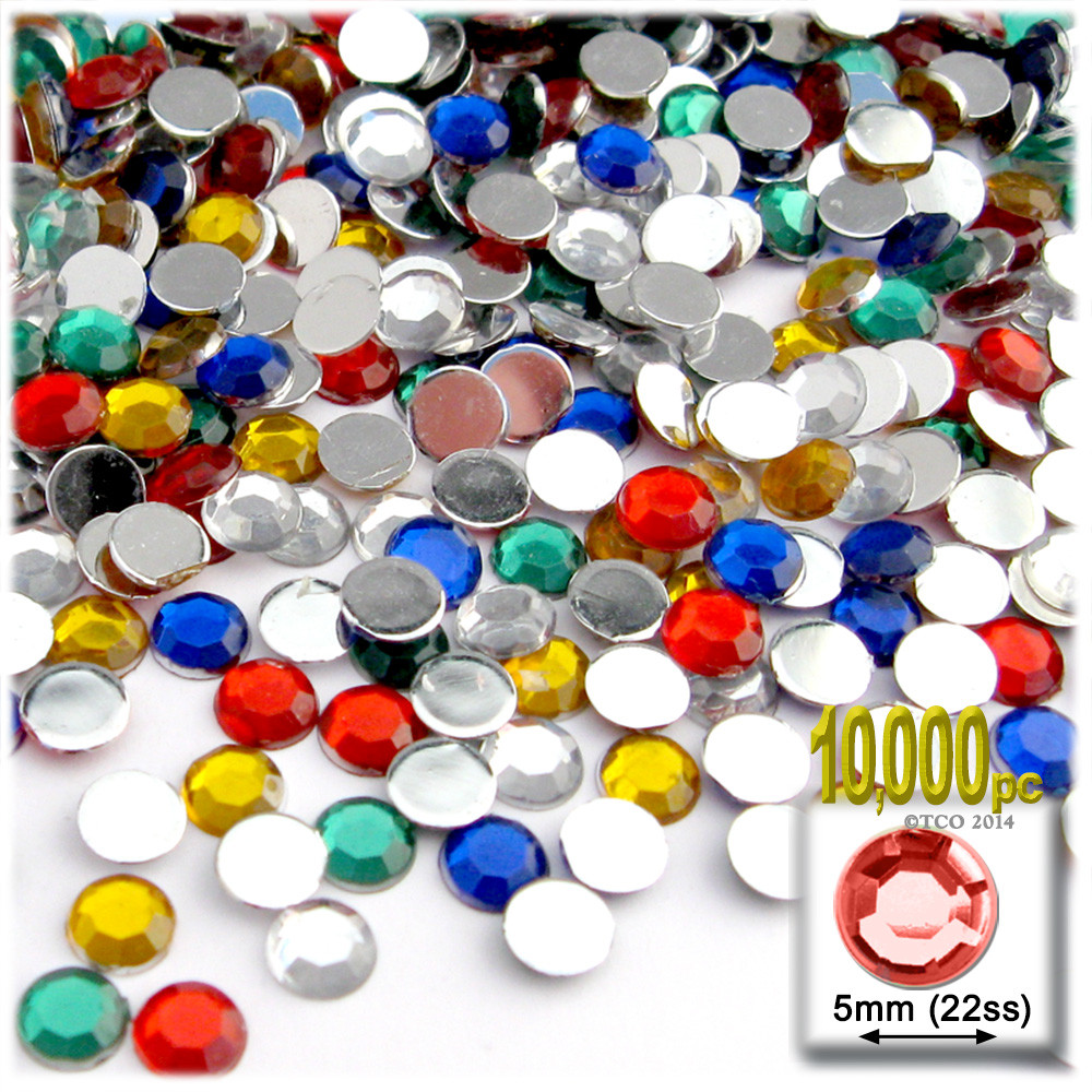 Rhinestones | Flatback | Round | 5mm | 10,000-pc | Mixed Colors ...