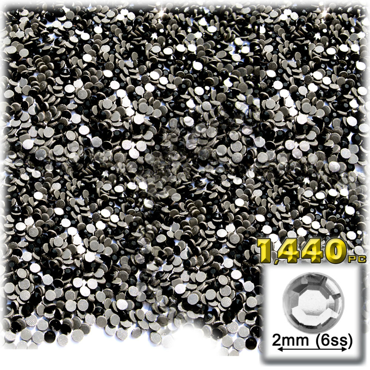 The Crafts Outlet Glass Rhinestones, Round DMC Hot-Fix, 2mm Tiny, 1440-pc, Black