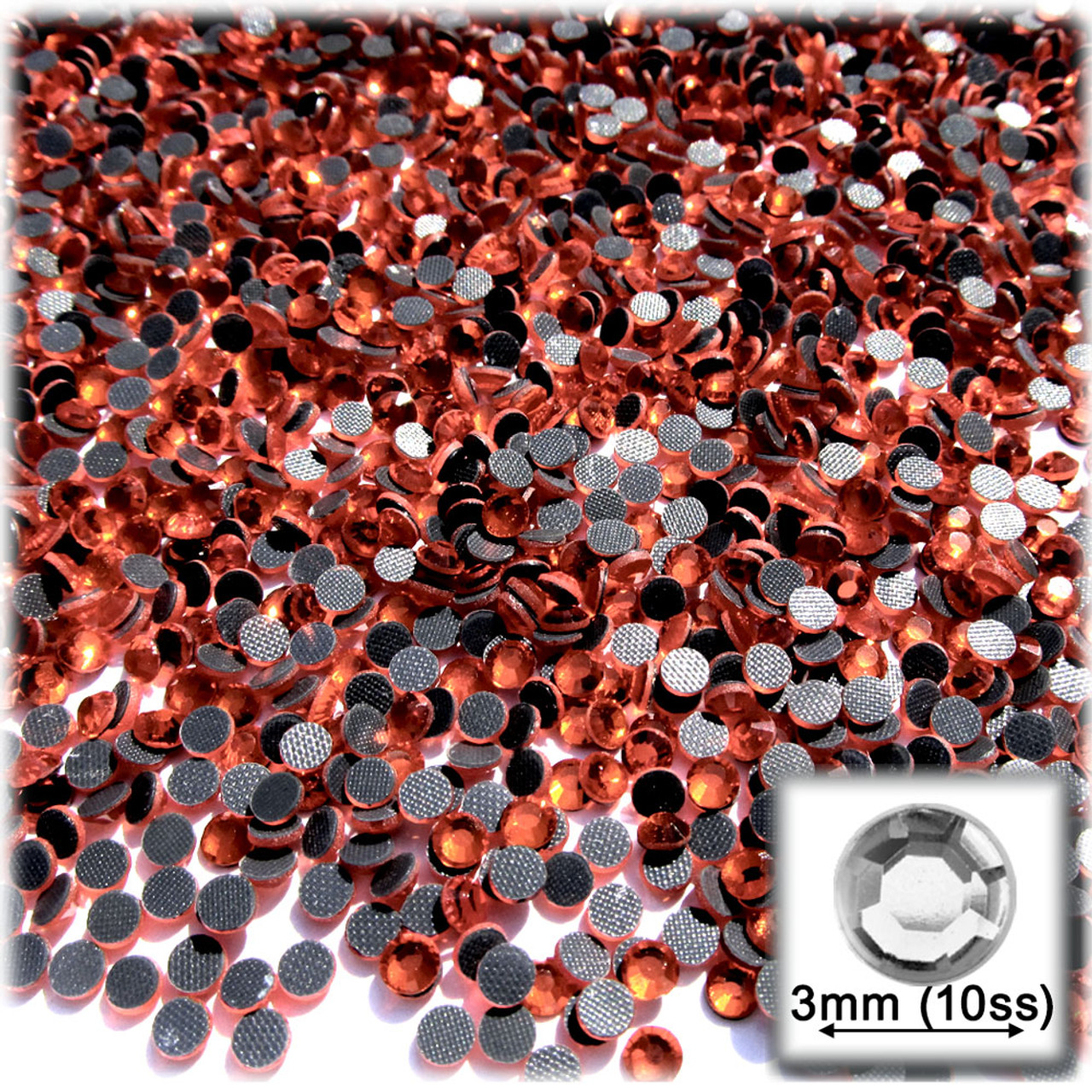 The Crafts Outlet Glass Rhinestones, Round DMC Hot-Fix, 3mm Tiny, 144-pc, Orange