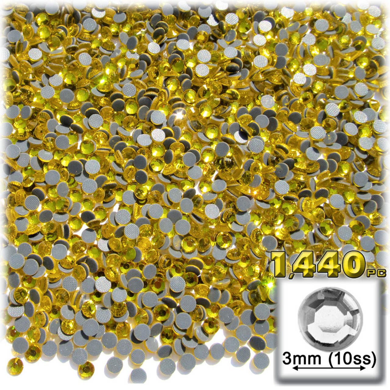 The Crafts Outlet Glass Rhinestones, DMC Hot-Fix, 3mm Tiny, 1440-pc, Golden Yellow