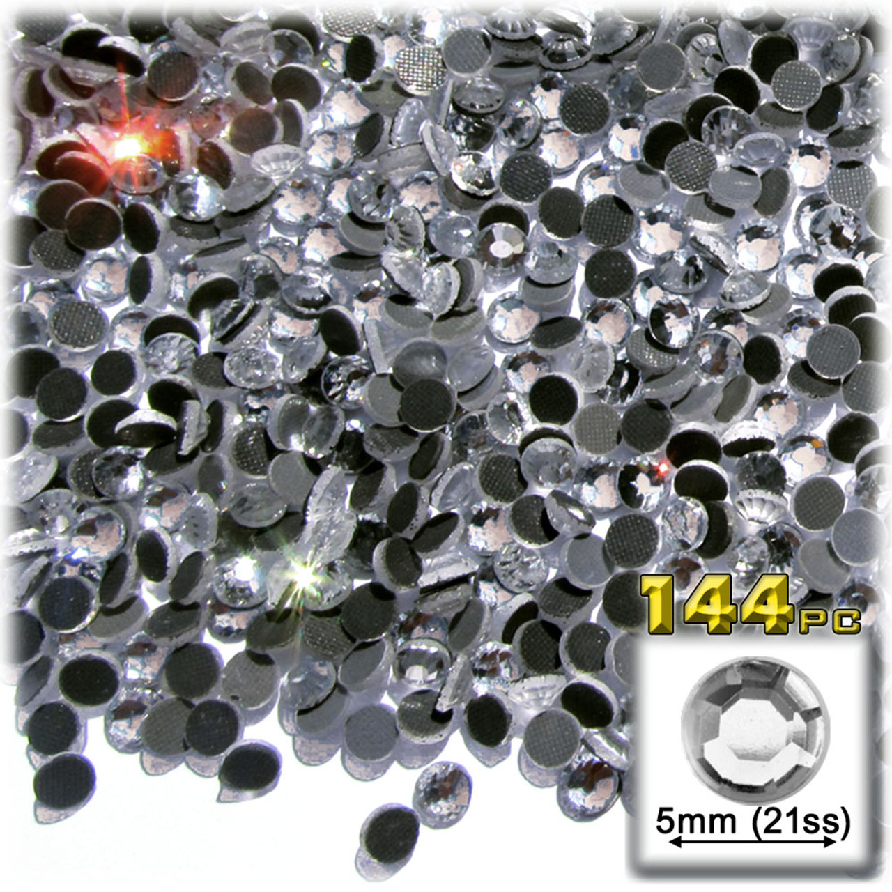 The Crafts Outlet Glass Rhinestones, DMC Hot-Fix, 4mm Tiny, 144-pc, Crystal Clear