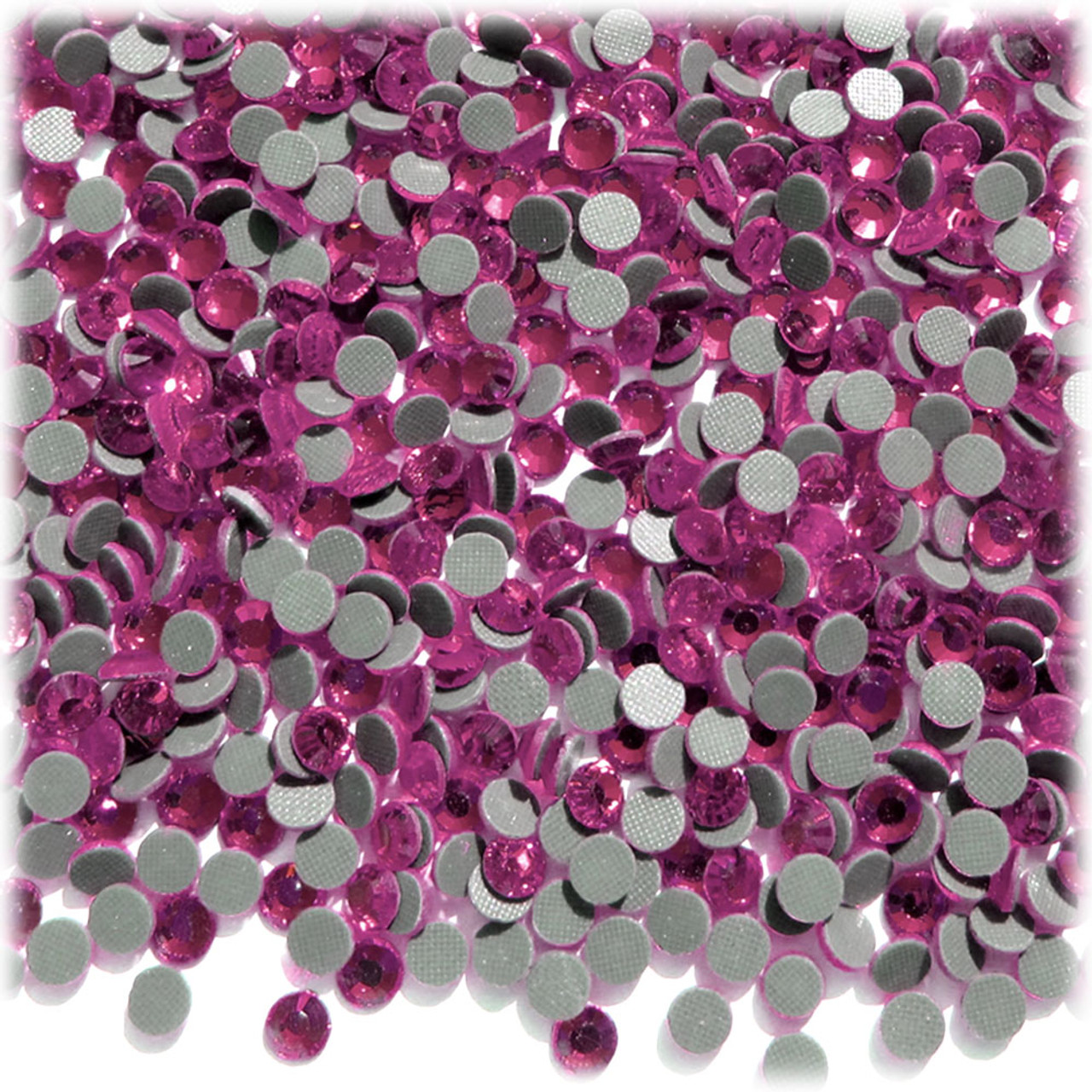 Flatback Rhinestones, Faceted Round, 5mm, 144-pc, Hot Pink