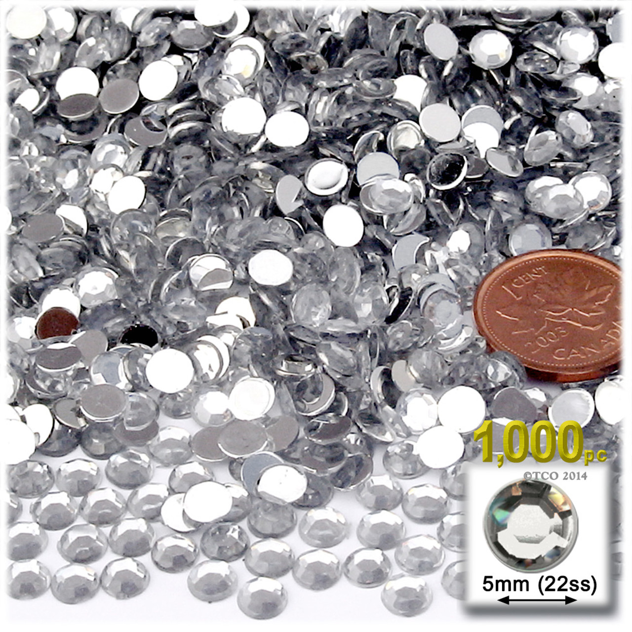 The Crafts Outlet Glass Rhinestones, Round DMC Hot-Fix, 2mm Tiny, 1440-pc, Black