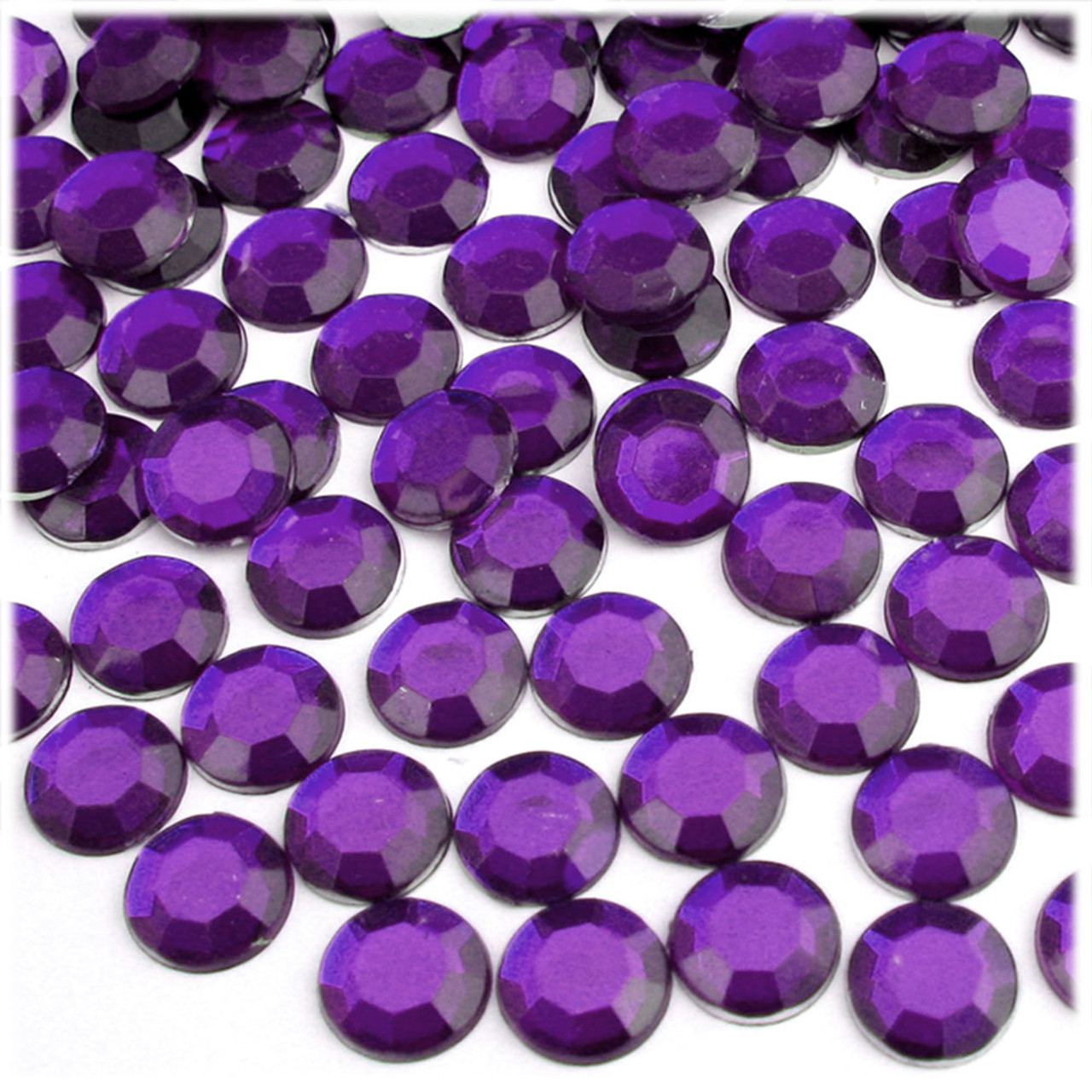 Acrylic Flatback Rhinestones, Faceted Round 12mm, 144-pc, Purple