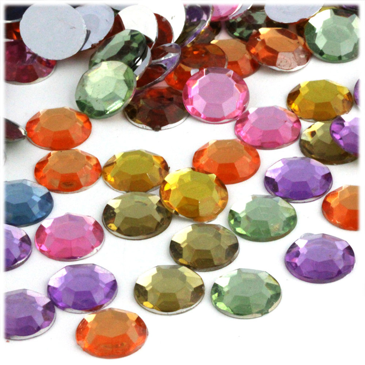 Acrylic Flatback Rhinestones, Faceted Round 12mm, 144-pc, Purple