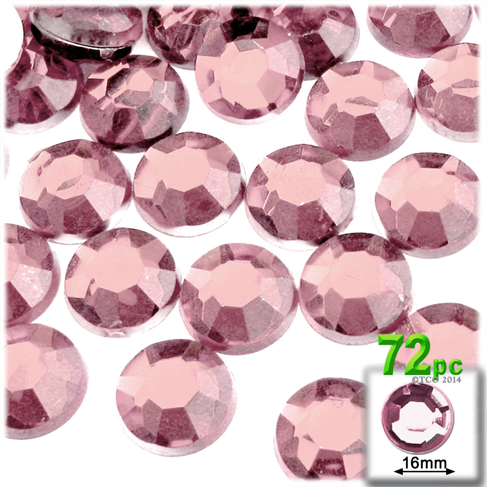 Rhinestones | Flatback | Round | 16mm | 72-pc | Light Baby Pink ...
