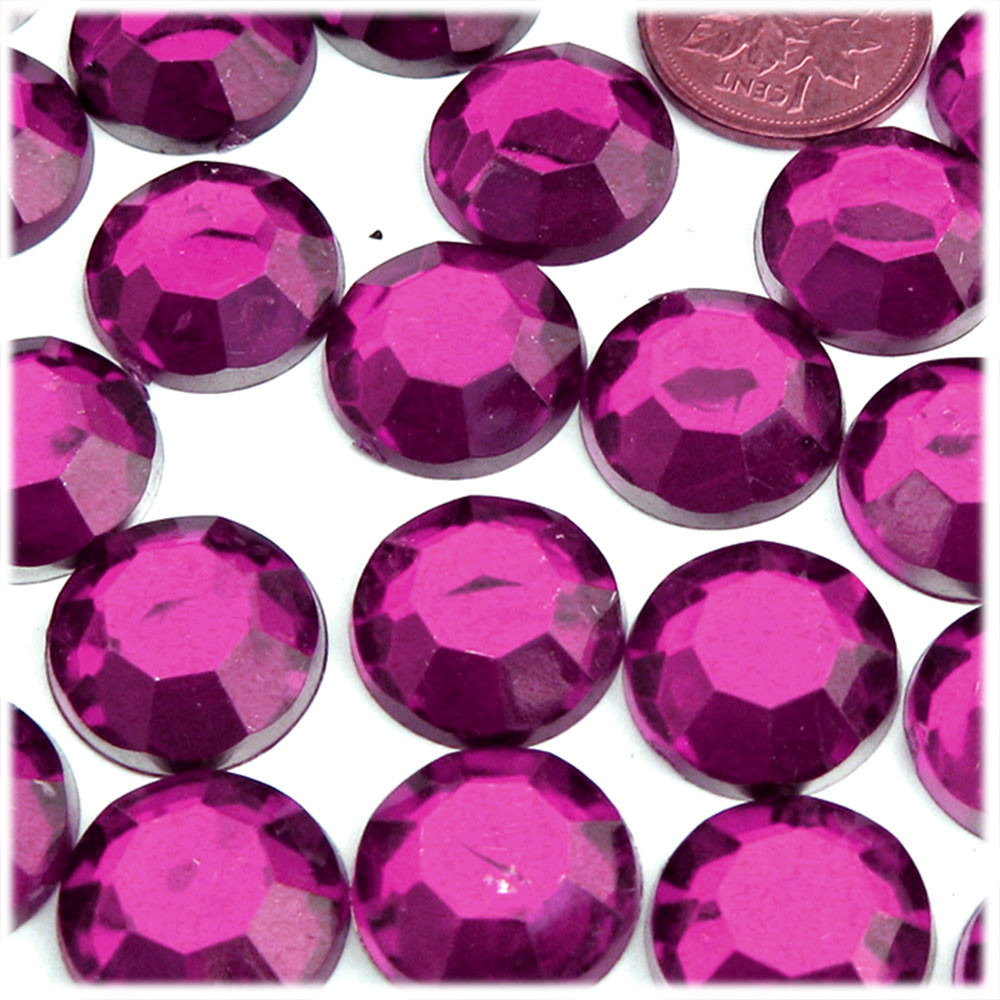 Rhinestones | Flatback | Round | 20mm | 72-pc |Fuchsia | Crafts Outlet