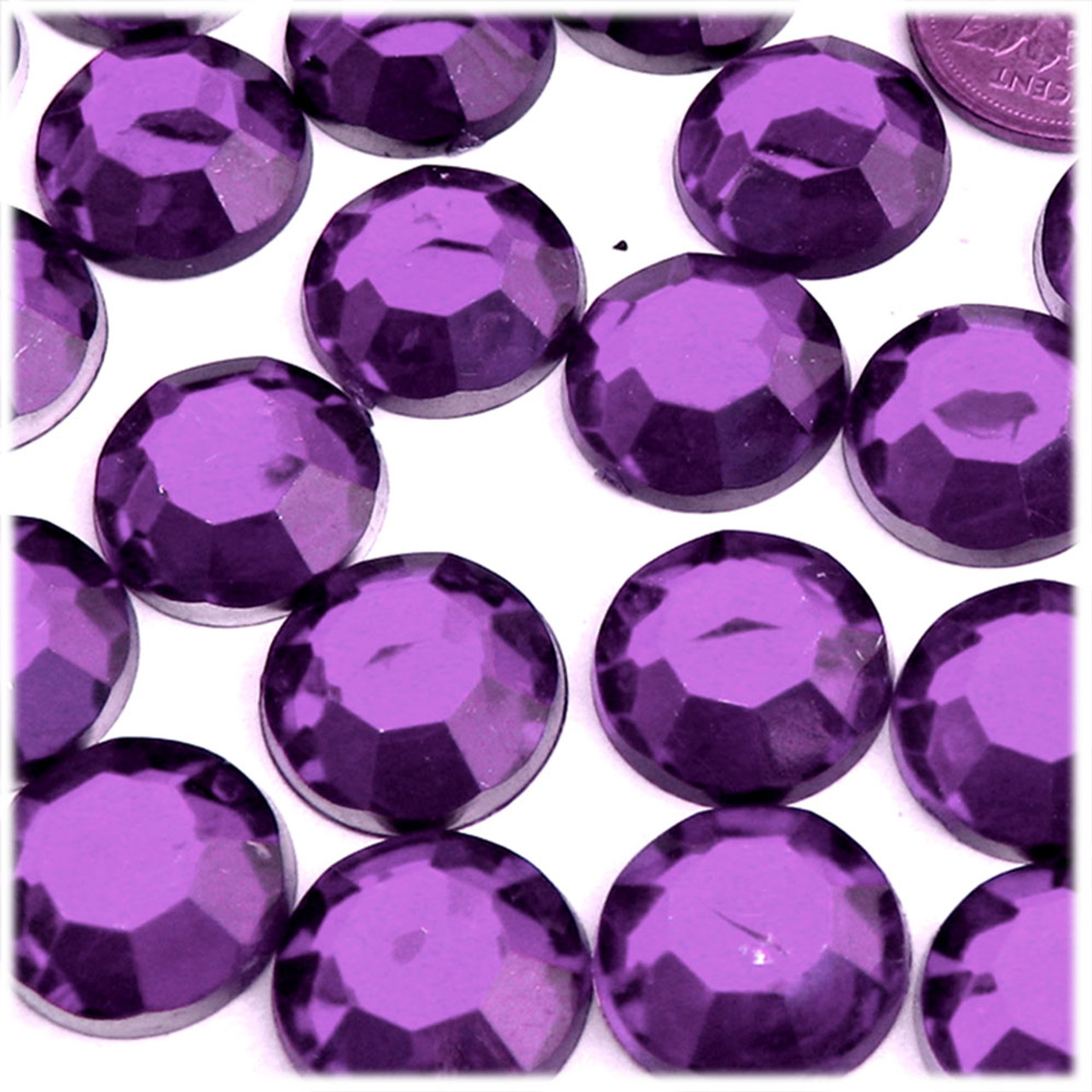 The Crafts Outlet Flatback Rhinestones, Round, 20mm, 1000-pc, Purple or Amethyst