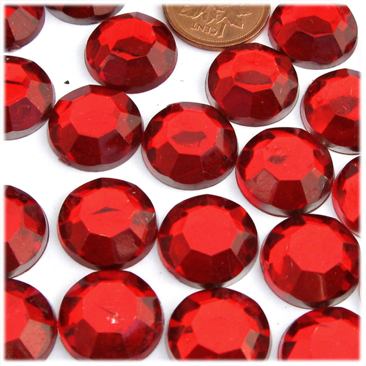 The Crafts Outlet Flatback Rhinestones, Faceted Round, 20mm, 1000-pc, Ruby Red