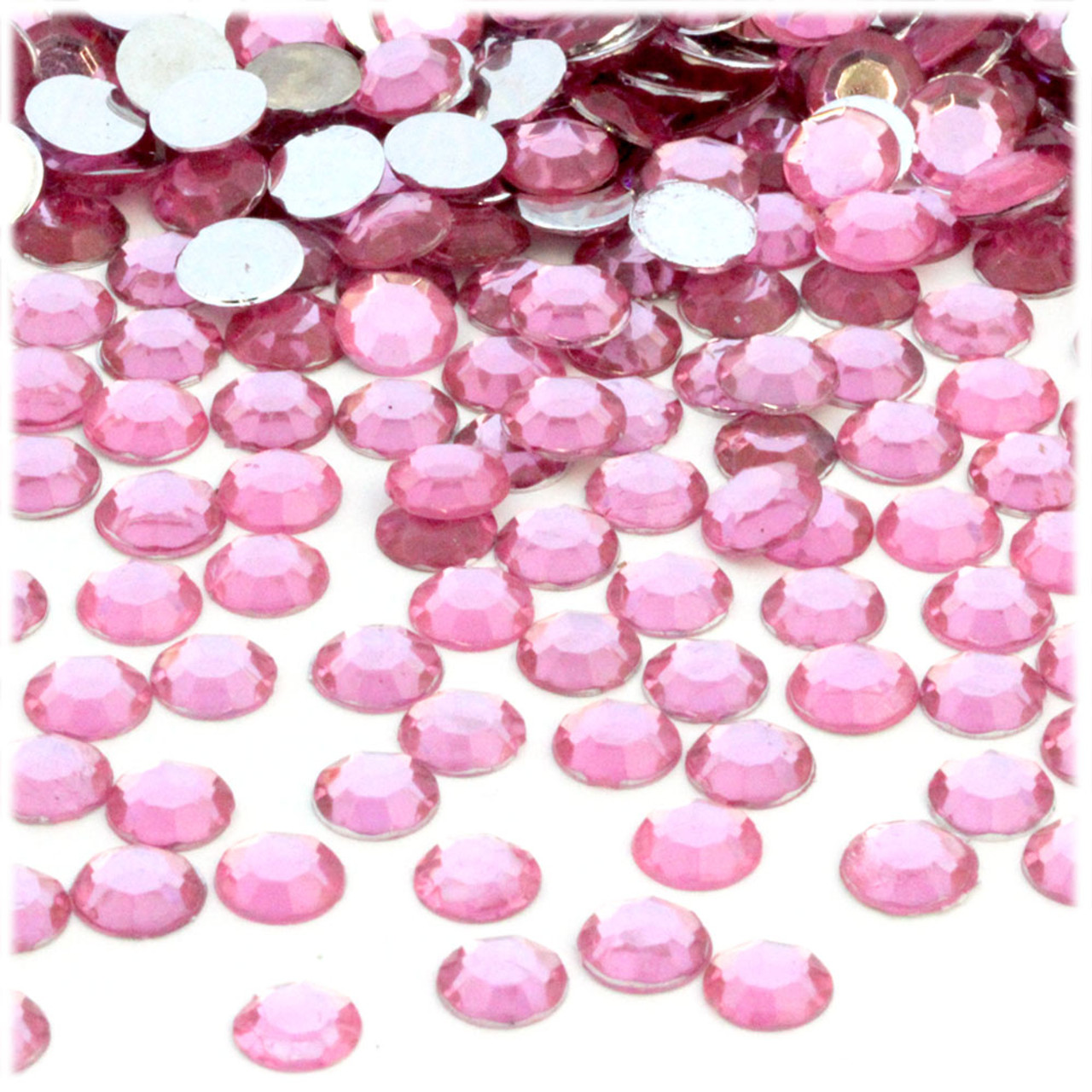 Flatback Rhinestones, Faceted Round, 8mm, 144-pc, Light Pink