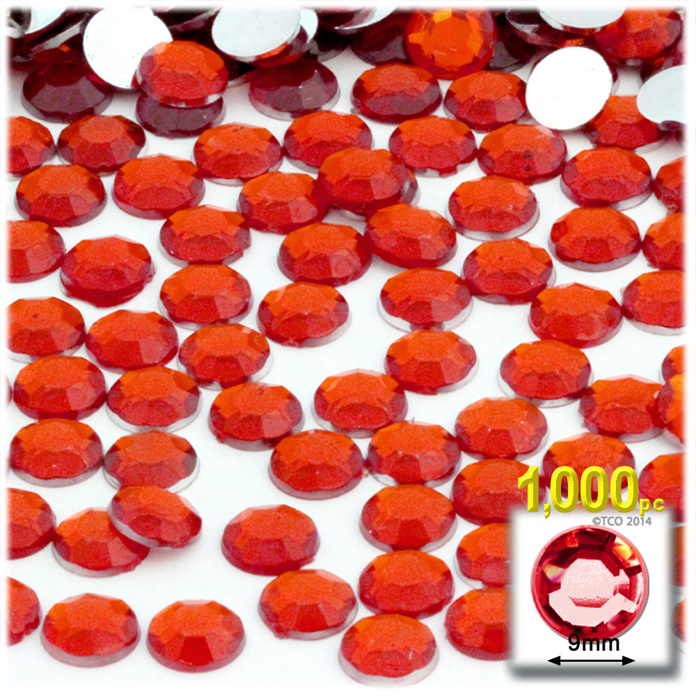 Rhinestones | Flatback | Rectangle | 9mm | 1,000-pc | Ruby Red | Crafts ...
