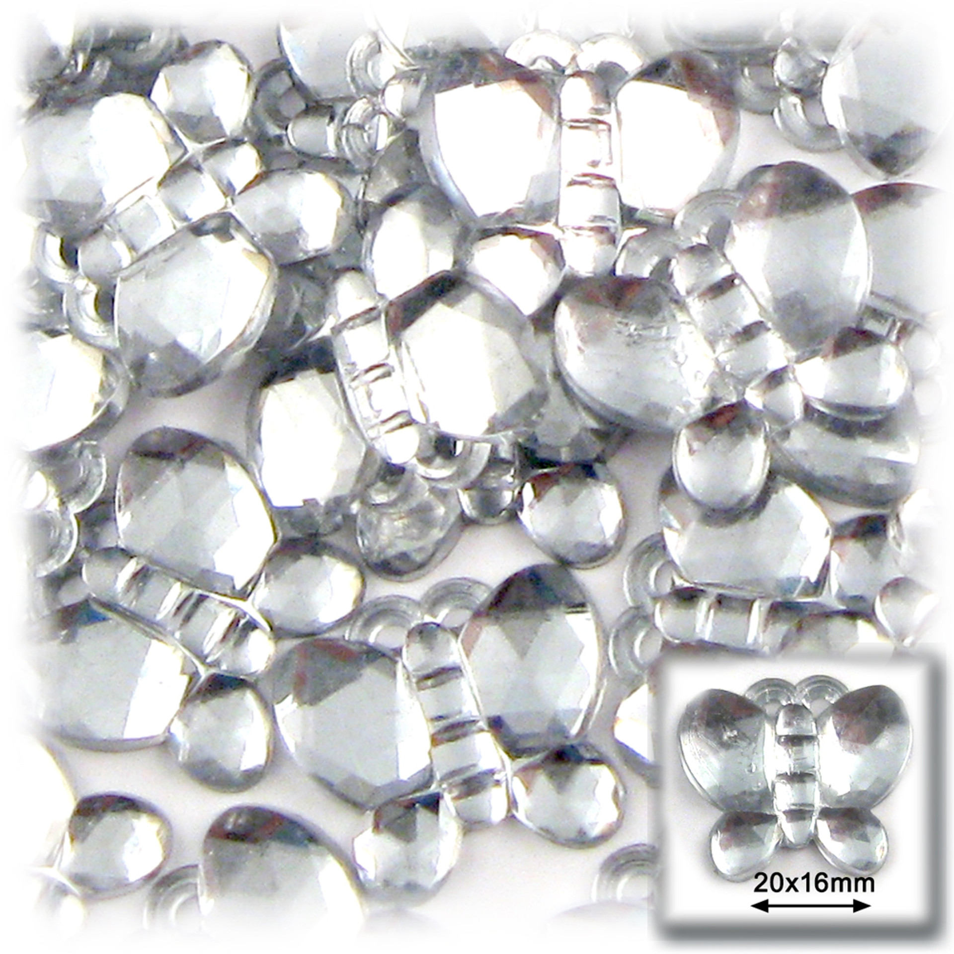 Rhinestones Flatback Butterfly 20mm 144 Pc Clear Crafts Outlet 5840