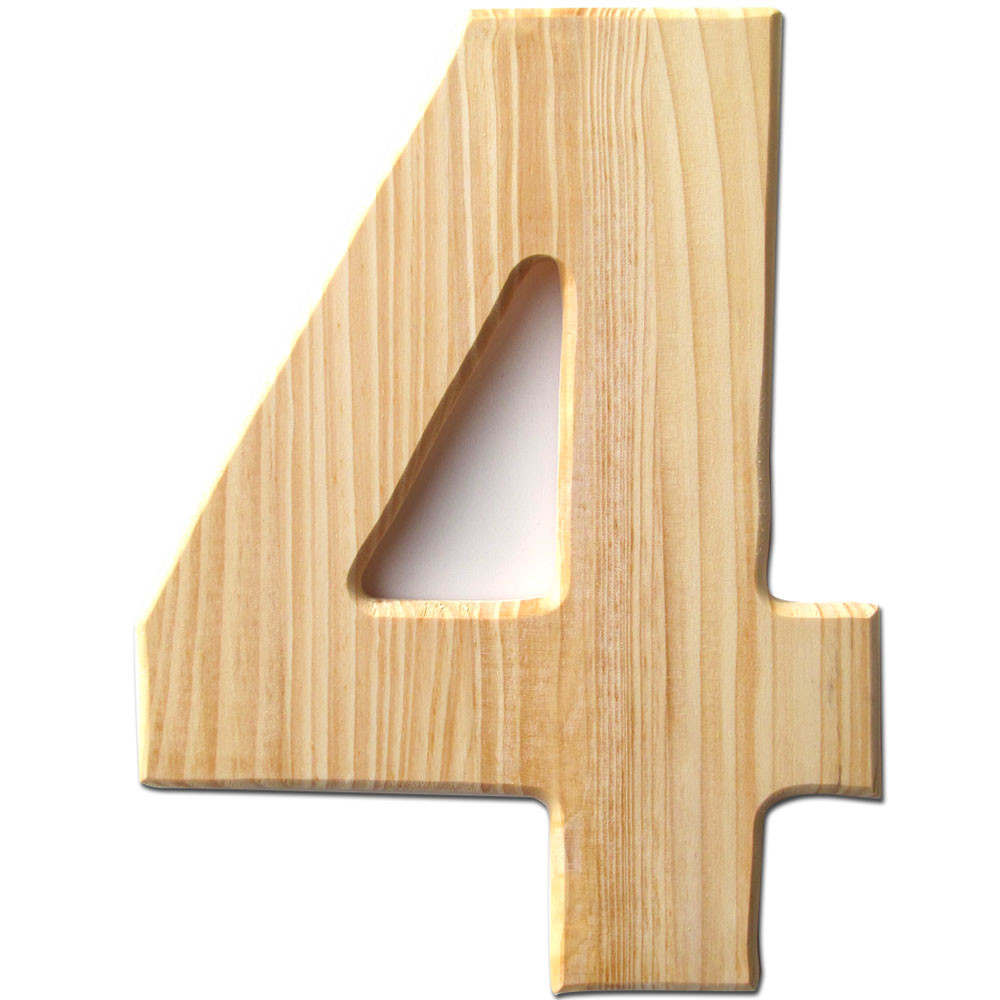 Unfinished Wood 12in 2in Thick Number Number 4 Crafts Outlet