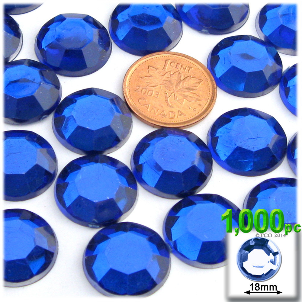 Rhinestones | Flatback | Round | 18mm | 1,000-pc |Royal Blue | Crafts ...