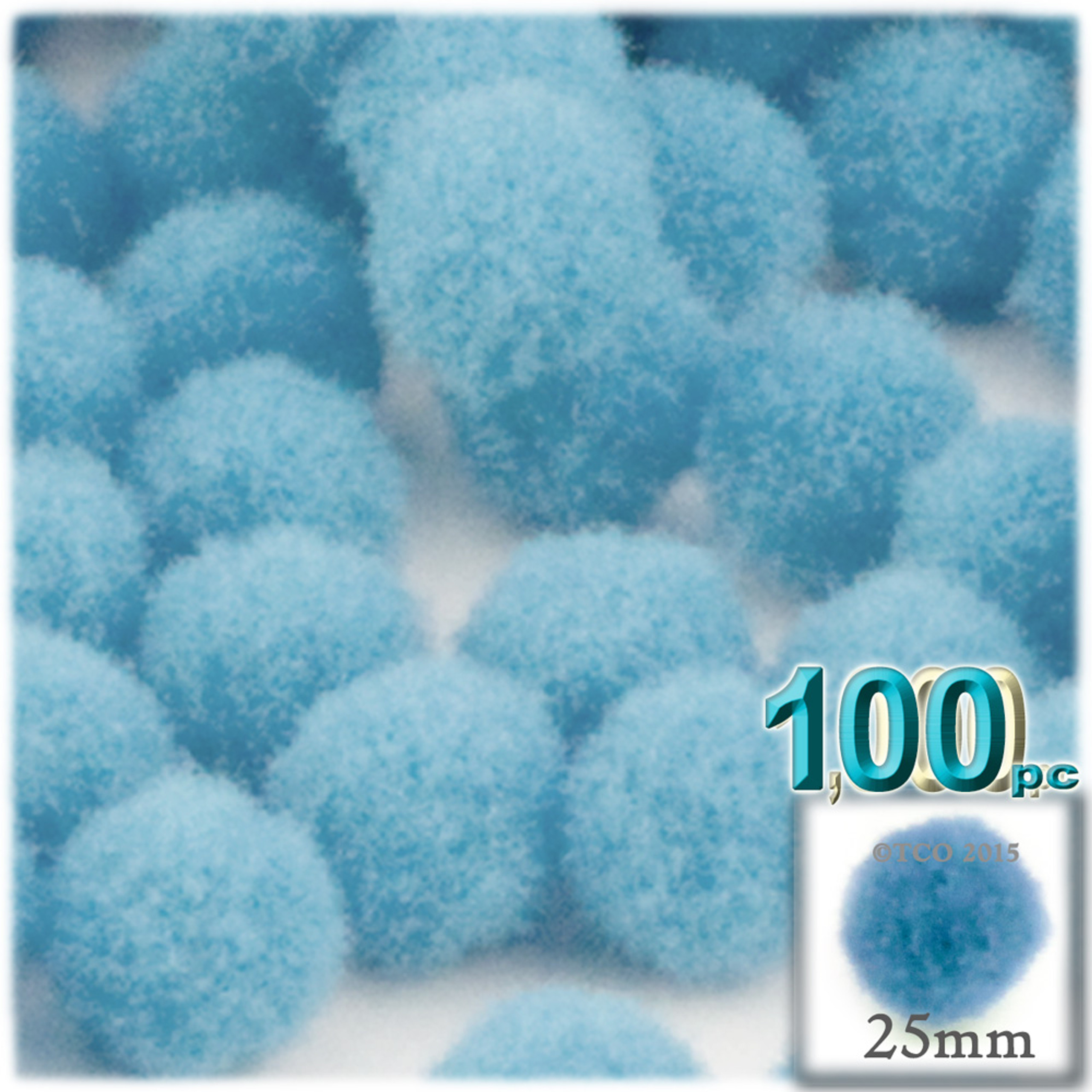 light blue pom poms