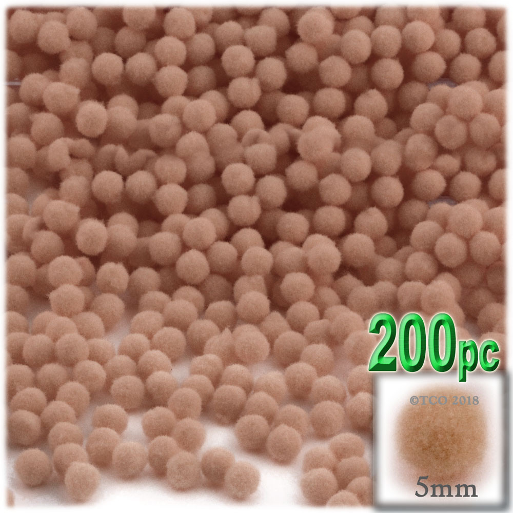 Crafts Outlet Solid Pink Polyester Pom Poms - 200 Pieces, 5mm Size - Perfect For DIY Crafts & Embellishments