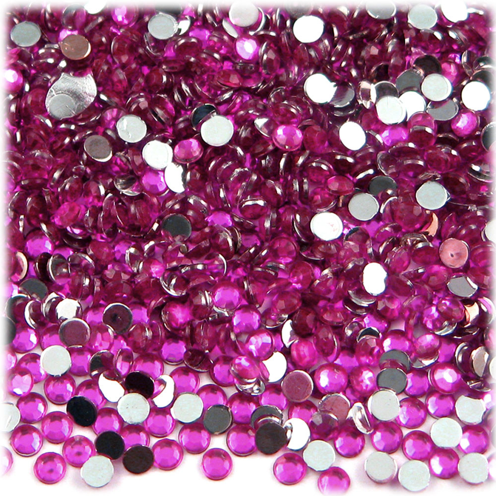 Rhinestones | Flatback | Round | 4mm | 288-pc | Fuchsia | Crafts Outlet